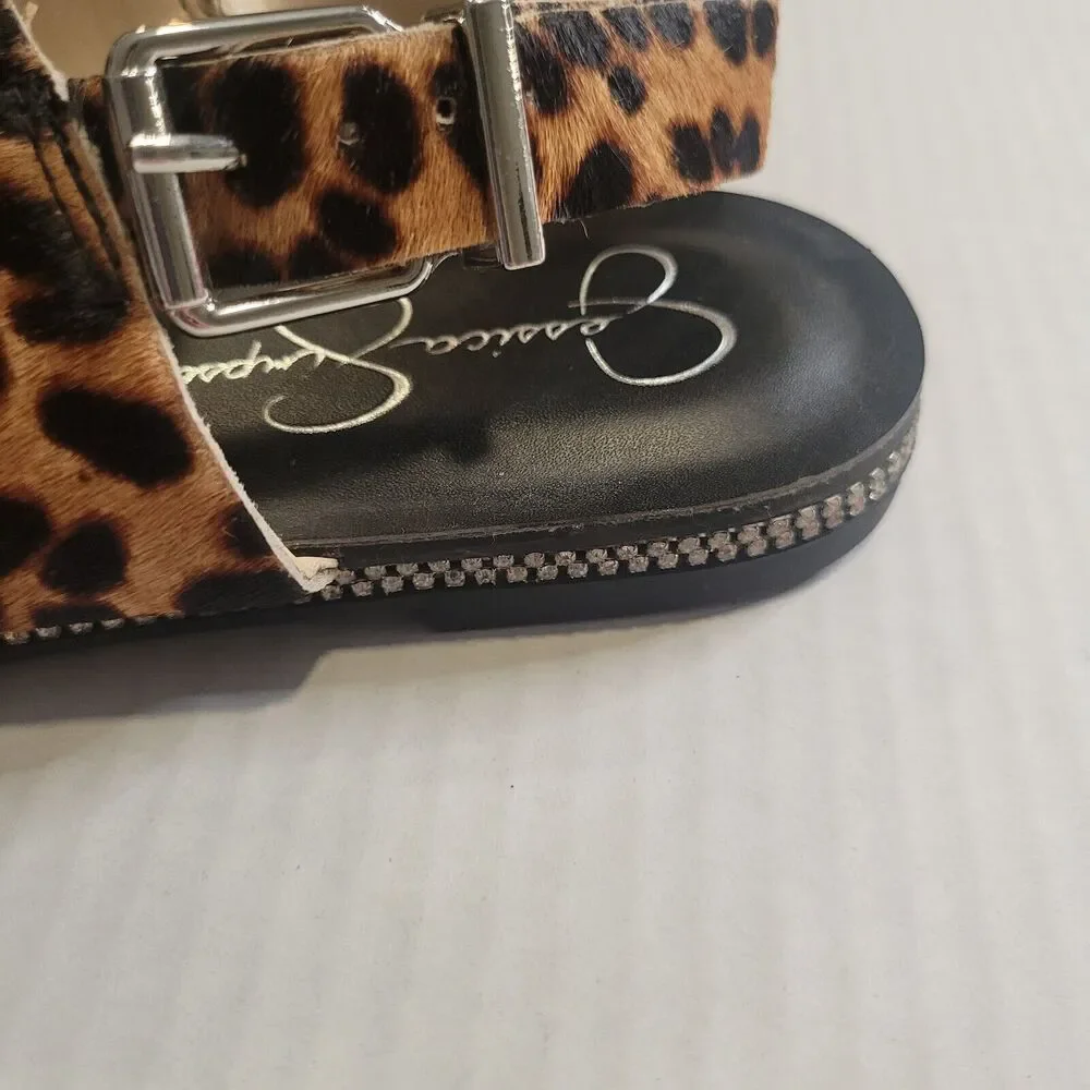 Jessica Simpson Braelyn Flat leopard print sandal with rhinestone trim sz. 7 - Picture 6 of 8